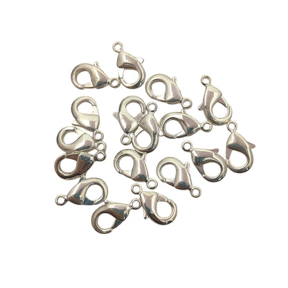 Multi-Size Silver Plated Lobster Clasps Jewelry Making Components for Necklaces, Bracelets, and Handmade Crafting- 5 Piece Set