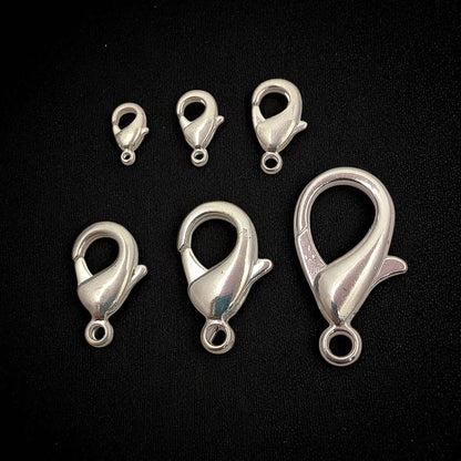 Multi-Size Silver Plated Lobster Clasps Jewelry Making Components for Necklaces, Bracelets, and Handmade Crafting- 5 Piece Set