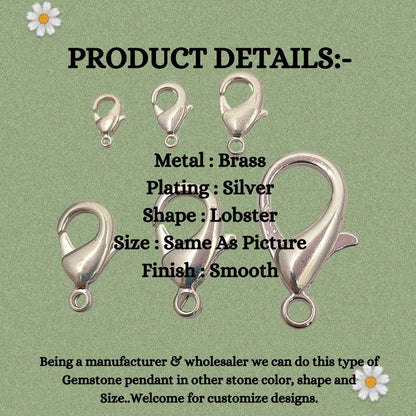 Multi-Size Silver Plated Lobster Clasps Jewelry Making Components for Necklaces, Bracelets, and Handmade Crafting- 5 Piece Set