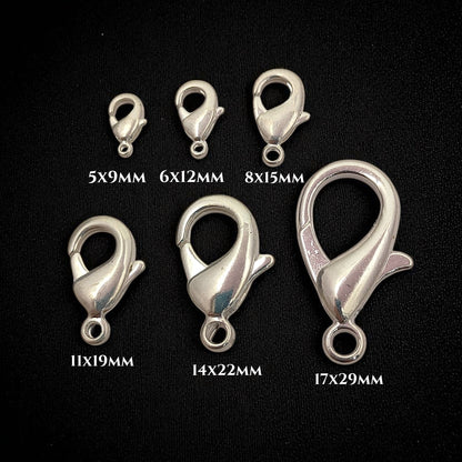 Multi-Size Silver Plated Lobster Clasps Jewelry Making Components for Necklaces, Bracelets, and Handmade Crafting- 5 Piece Set