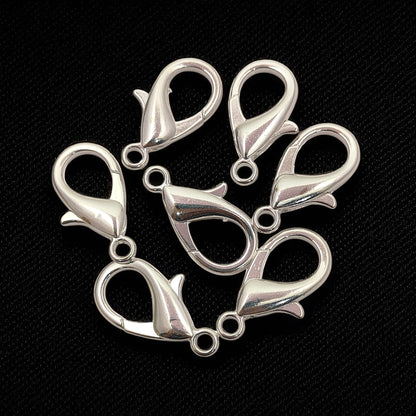 Multi-Size Silver Plated Lobster Clasps Jewelry Making Components for Necklaces, Bracelets, and Handmade Crafting- 5 Piece Set