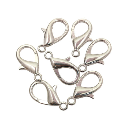 Multi-Size Silver Plated Lobster Clasps Jewelry Making Components for Necklaces, Bracelets, and Handmade Crafting- 5 Piece Set