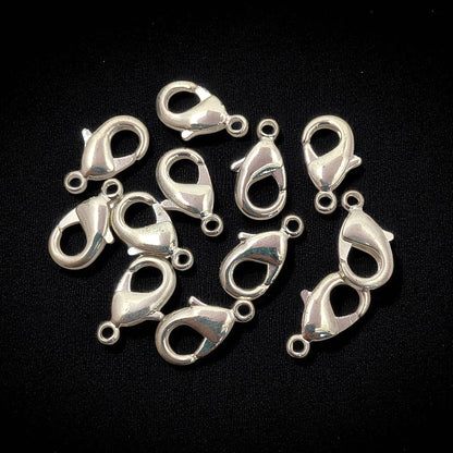 Multi-Size Silver Plated Lobster Clasps Jewelry Making Components for Necklaces, Bracelets, and Handmade Crafting- 5 Piece Set