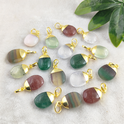 Multi gemstone tumble pendant for DIY jewelry making - random selection of natural stones