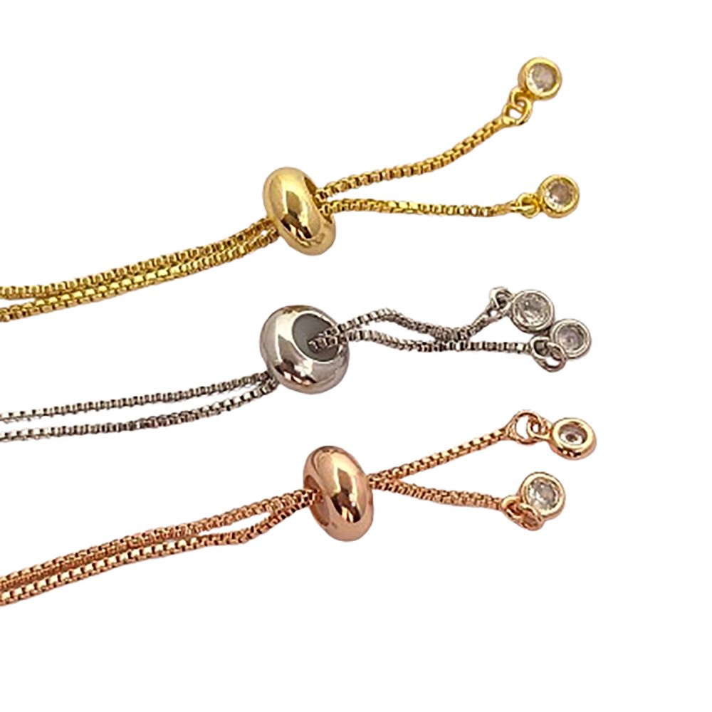 Multicolor CZ Tennis Bracelet Adjustable Women Bracelet with Round Cut Cubic Zirconia and Sliding Stopper Bead – Selling by Bracelet