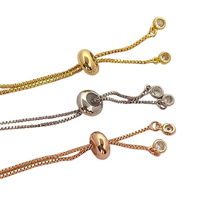 Multicolor CZ Tennis Bracelet Adjustable Women Bracelet with Round Cut Cubic Zirconia and Sliding Stopper Bead – Selling by Bracelet
