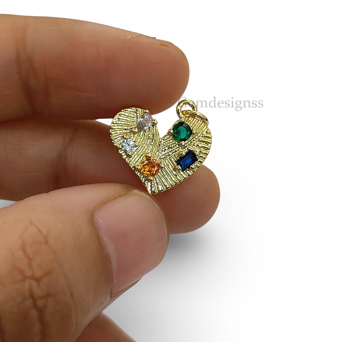 Multicolor Cubic Zirconia Heart Pendant 18K Gold Plated Dainty Micropave Love Charm for DIY Jewelry Making- Selling Per Piece