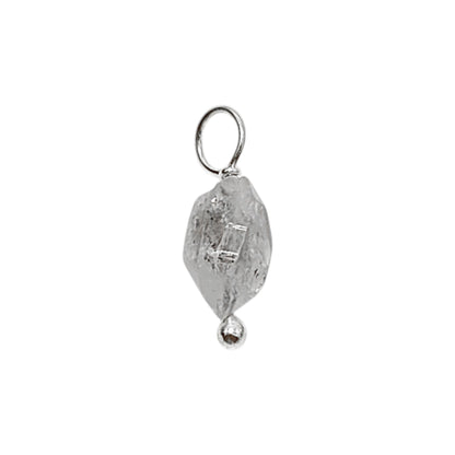 Natural 7-10mm Herkimer Diamond Pendant Raw Quartz Crystal Charm in 925 Sterling Silver for DIY Jewelry Making