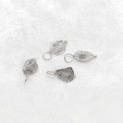 Natural 7-10mm Herkimer Diamond Pendant Raw Quartz Crystal Charm in 925 Sterling Silver for DIY Jewelry Making