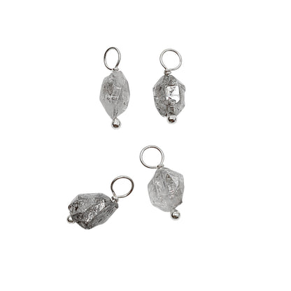 Natural 7-10mm Herkimer Diamond Pendant Raw Quartz Crystal Charm in 925 Sterling Silver for DIY Jewelry Making
