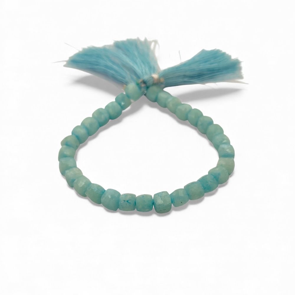 Natural Amazonite Faceted Cube Beads Blue Square Gemstone Beads for Bracelet & Jewelry Making- Selling Per Strand