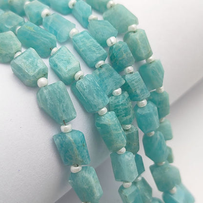 Natural Amazonite Gemstone Faceted Nugget Beads Unique 5-12mm Beads for Handmade Jewelry & Crafting