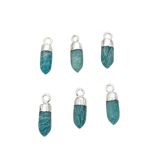 Elegant Amazonite Spike Pendant Silver Capped Natural Birthstone Charm for Boho Chic & Minimalist Jewelry – Selling Per Piece