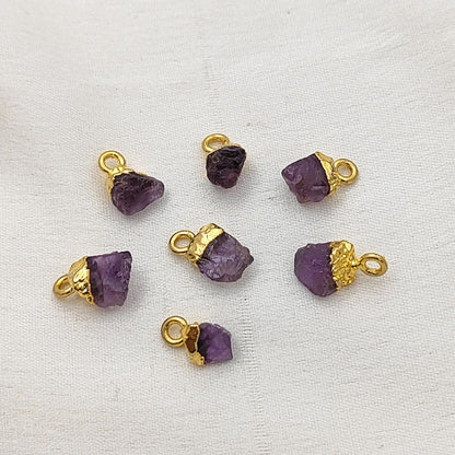 Gold Electroplated Capped Raw Amethyst Pendant Handmade February Birthstone for Energy Healing & Boho Jewelry- Selling Per Piece