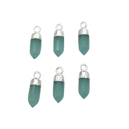 Aqua Chalcedony Spike Pendant with Silver Finish Unique Healing Stone Charm for Handmade Spiritual Jewelry – Selling Per Piece
