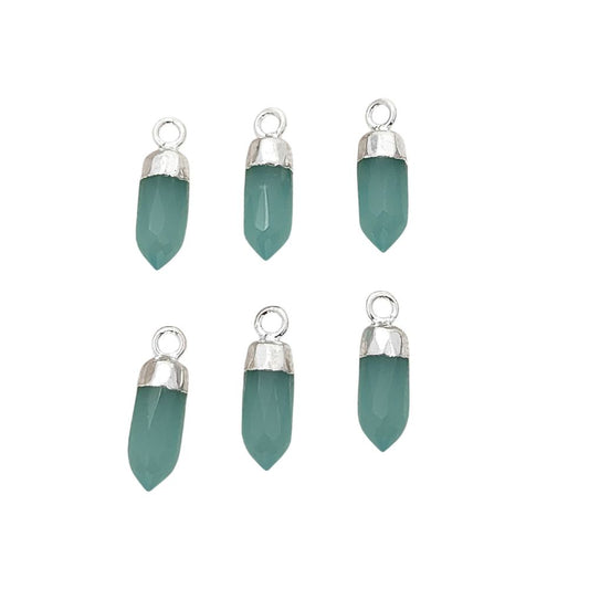 Aqua Chalcedony Spike Pendant with Silver Finish Unique Healing Stone Charm for Handmade Spiritual Jewelry – Selling Per Piece