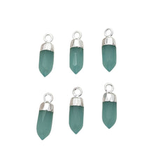 Aqua Chalcedony Spike Pendant with Silver Finish Unique Healing Stone Charm for Handmade Spiritual Jewelry – Selling Per Piece