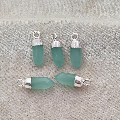 Aqua Chalcedony Spike Pendant with Silver Finish Unique Healing Stone Charm for Handmade Spiritual Jewelry – Selling Per Piece