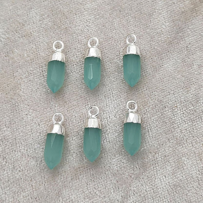 Aqua Chalcedony Spike Pendant with Silver Finish Unique Healing Stone Charm for Handmade Spiritual Jewelry – Selling Per Piece
