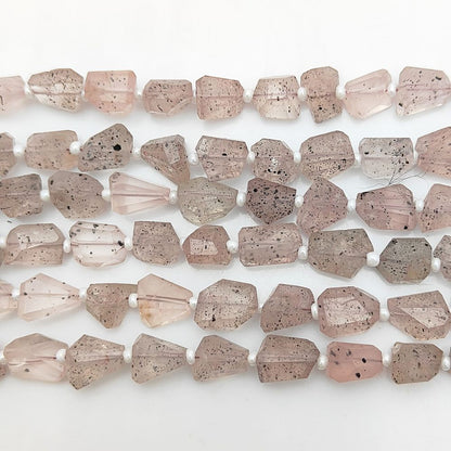Natural Black Dot Pink Quartz Faceted Nugget Beads 5-12mm Unique Gemstones for Jewelry & Crafting