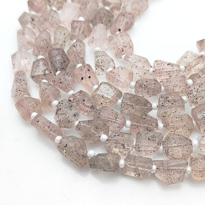 Natural Black Dot Pink Quartz Faceted Nugget Beads 5-12mm Unique Gemstones for Jewelry & Crafting