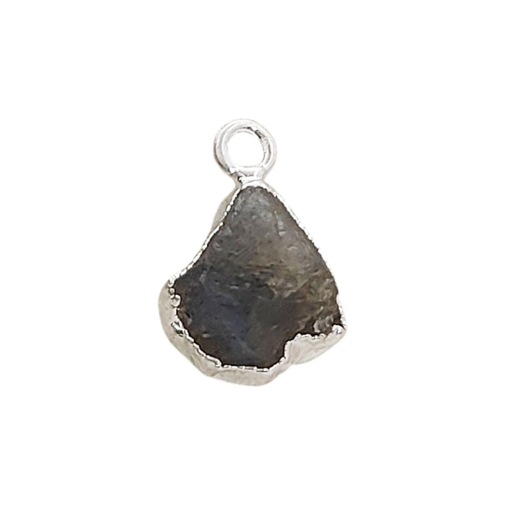 Natural Blue Flash Labradorite Crystal Charms Raw Silver Edge Rough Gemstone Pendants for DIY Jewelry Making
