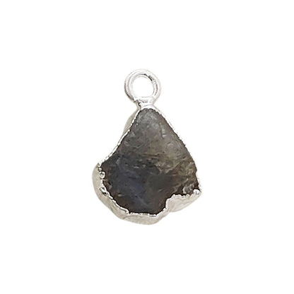 Natural Blue Flash Labradorite Crystal Charms Raw Silver Edge Rough Gemstone Pendants for DIY Jewelry Making