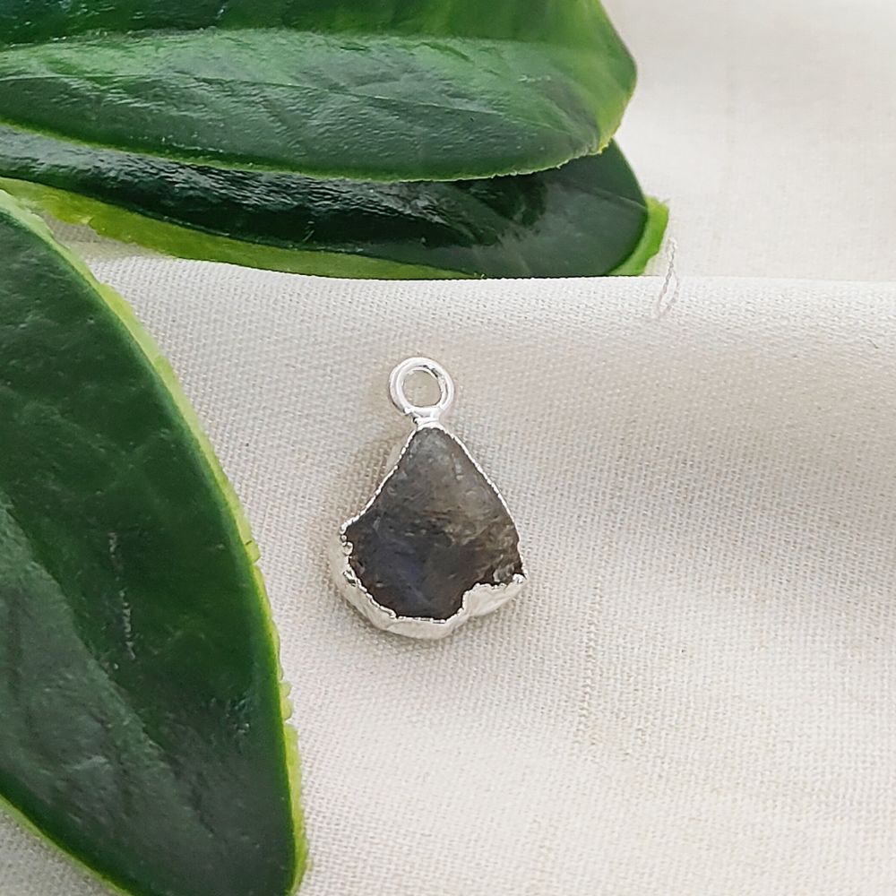 Natural Blue Flash Labradorite Crystal Charms Raw Silver Edge Rough Gemstone Pendants for DIY Jewelry Making