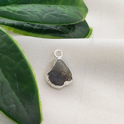 Natural Blue Flash Labradorite Crystal Charms Raw Silver Edge Rough Gemstone Pendants for DIY Jewelry Making