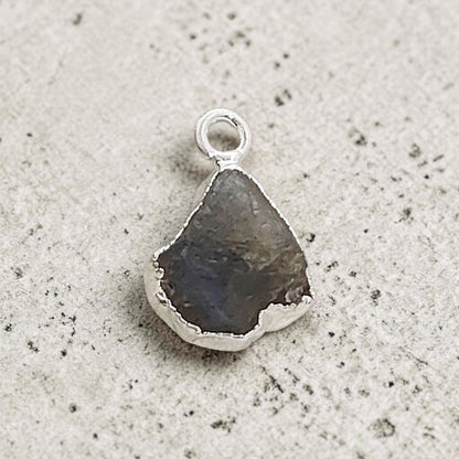 Natural Blue Flash Labradorite Crystal Charms Raw Silver Edge Rough Gemstone Pendants for DIY Jewelry Making