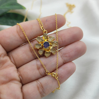 Raw Citrine & Amethyst Necklace Handmade November Birthstone Boho Jewelry for Women