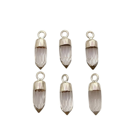 Elegant Clear Quartz Spike Point Pendant with Silver Plating Natural Birthstone Charm for Handmade Jewelry Makers – Selling Per Piece