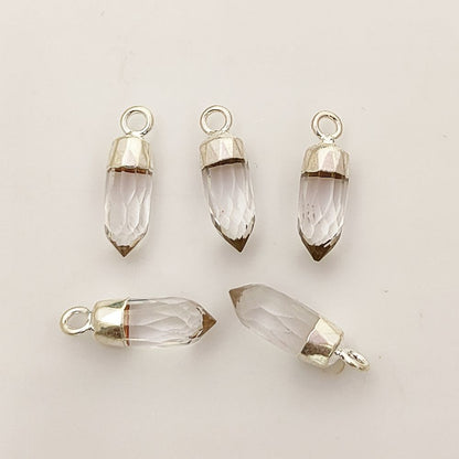Elegant Clear Quartz Spike Point Pendant with Silver Plating Natural Birthstone Charm for Handmade Jewelry Makers – Selling Per Piece