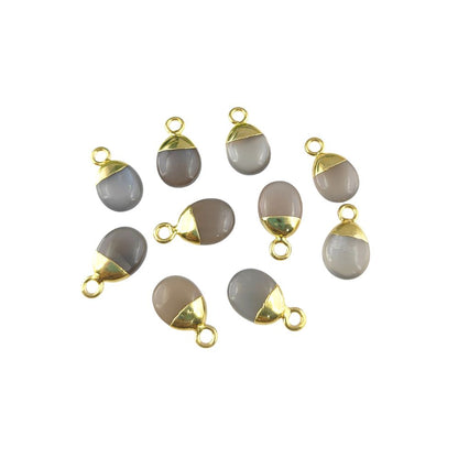 Natural Genuine Grey Moonstone Tumble Pendant 8–10mm Smooth Healing Crystal Gemstone Charm for Necklace Jewelry Making- Selling Per Piece