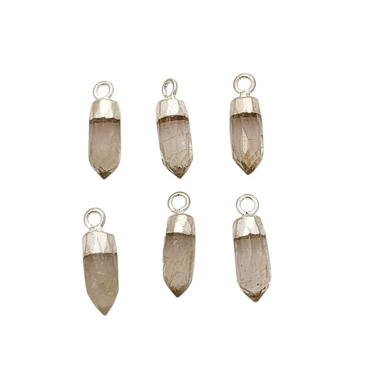 Faceted Golden Rutile Spike Pendant Silver Electroplated Cap Spiritual Gemstone Charm for Handmade Jewelry Designers – Selling Per Piece