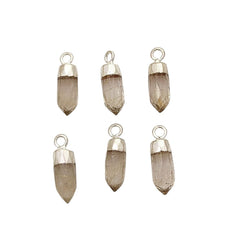 Faceted Golden Rutile Spike Pendant Silver Electroplated Cap Spiritual Gemstone Charm for Handmade Jewelry Designers – Selling Per Piece