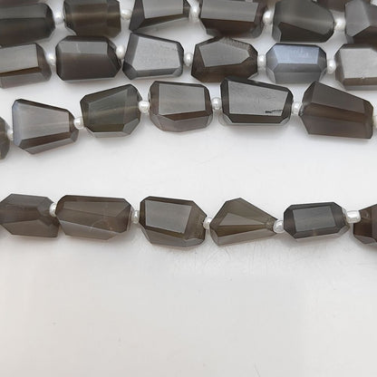 Natural Grey Moonstone Faceted Nugget Beads 5-12mm Genuine Gemstones for Jewelry & Crafting