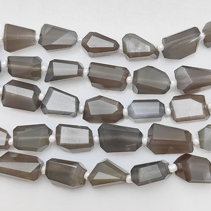 Natural Grey Moonstone Faceted Nugget Beads 5-12mm Genuine Gemstones for Jewelry & Crafting