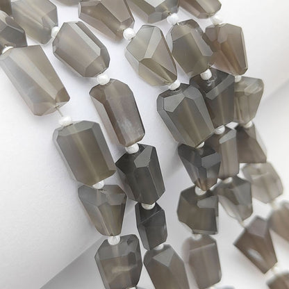 Natural Grey Moonstone Faceted Nugget Beads 5-12mm Genuine Gemstones for Jewelry & Crafting