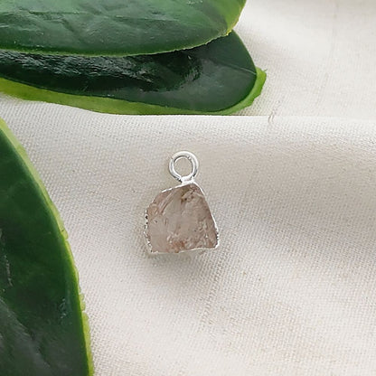 Natural Herkimer Diamond Quartz Pendants Silver Edge Raw Rough Crystal Charms for Boho Handmade Jewelry Making