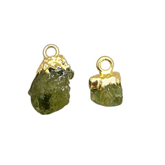 Natural Peridot Crystal Pendant Rough Green Gemstone Charm with Gold Plated Cap for Spiritual Jewelry & Gifts- Seliing Per Piece