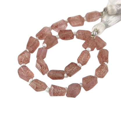 Natural Pink Strawberry Quartz Faceted Nugget Beads 5-12mm Unique Gemstones for Handmade Jewelry & DIY