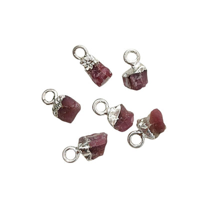Natural Pink Tourmaline Rough Gemstone Charms 5–7mm, Tiny Crystal Pendants for Handmade Bohemian Jewelry