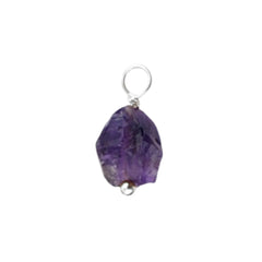 Natural Raw Amethyst Pendant 7–10mm February Birthstone Gemstone Charm 925 Sterling Silver Wire Wrapped DIY Necklace Jewelry