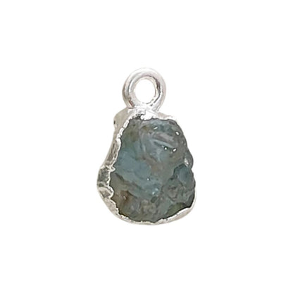 Natural Raw Aquamarine Gemstone Charms Silver Edge Rough Crystal Pendants for Jewelry Making