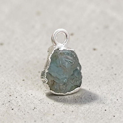Natural Raw Aquamarine Gemstone Charms Silver Edge Rough Crystal Pendants for Jewelry Making