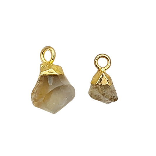 Natural Raw Citrine Pendant Gold Electroplated Cap for Spiritual Jewelry, Zodiac Accessories & Birthday Gifts- Selling Per Piece