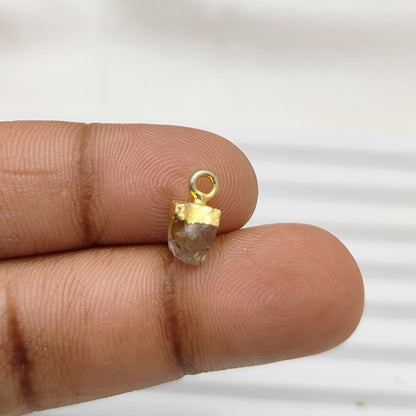 Natural Raw Citrine Pendant Gold Electroplated Cap for Spiritual Jewelry, Zodiac Accessories & Birthday Gifts- Selling Per Piece