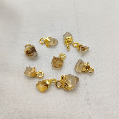 Natural Raw Citrine Pendant Gold Electroplated Cap for Spiritual Jewelry, Zodiac Accessories & Birthday Gifts- Selling Per Piece