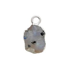 Natural Raw Moonstone Charms Silver Edge Blue Flash Rough Crystal Pendants for Boho & Minimalist Jewelry Making